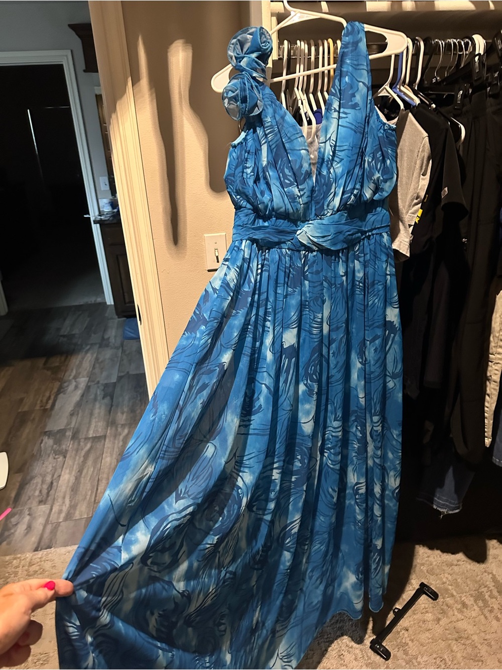 Bella Barnett Blue Floral Maxi Dress - Sleeveless V-Neck